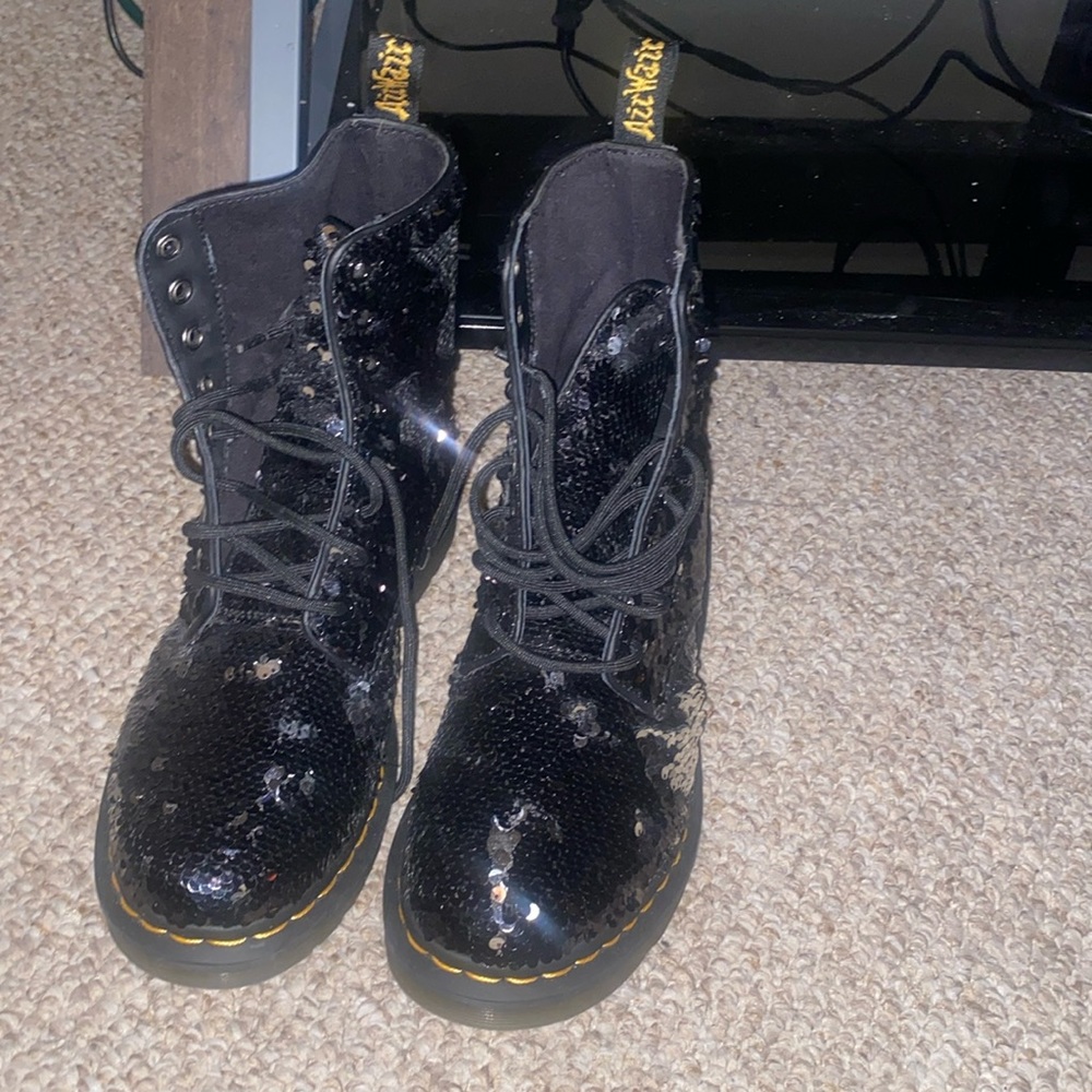 Doc Martens Sequin Black & Silver 1460 Pascal Boots